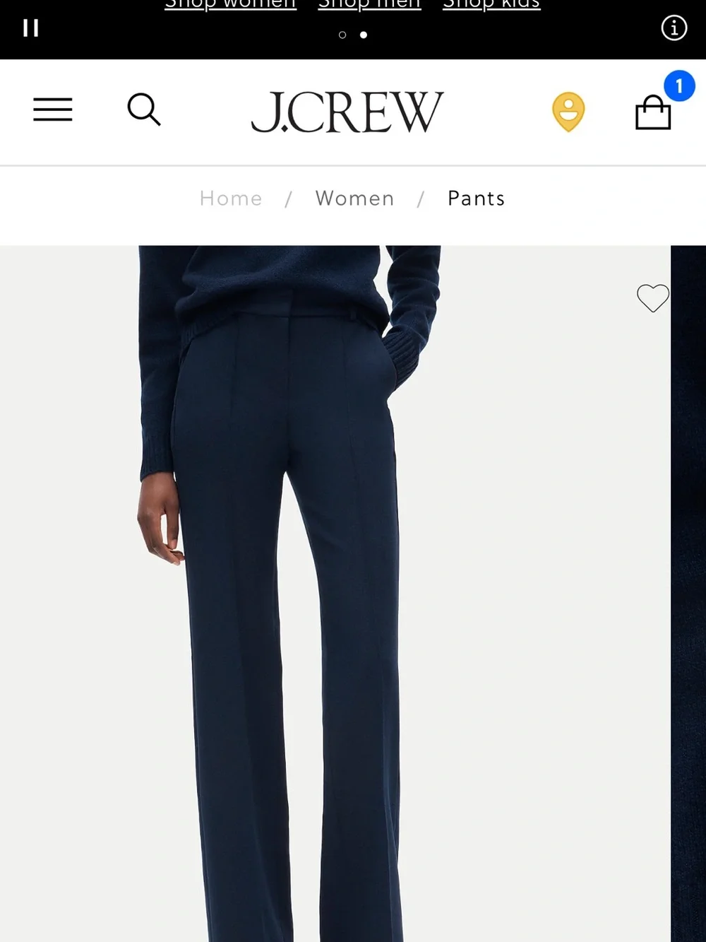 J crew Natalia navy straight leg trouser